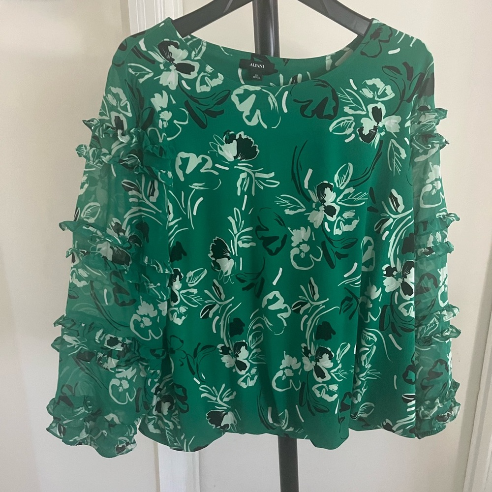 Alfani Green Floral Women's Blouse